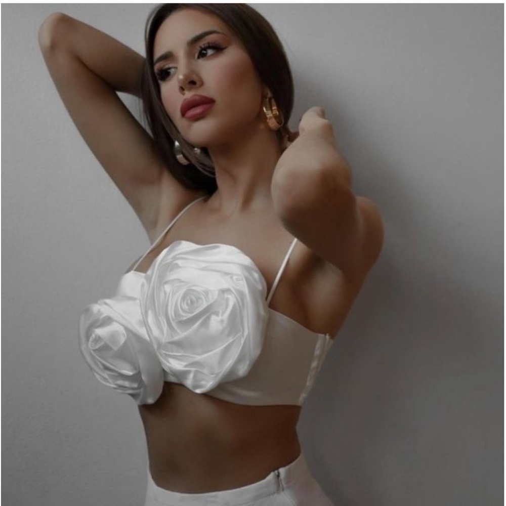 ZARA Floral Appliqué Top NWOT Size M